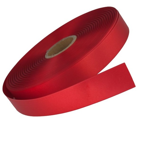 10mm x 25m Double Faced Satin Red
